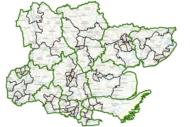 A map of the proposed new boundaries for Essex. Credit: contains Ordnance Survey data (c) Crown copyright and database rights 2023