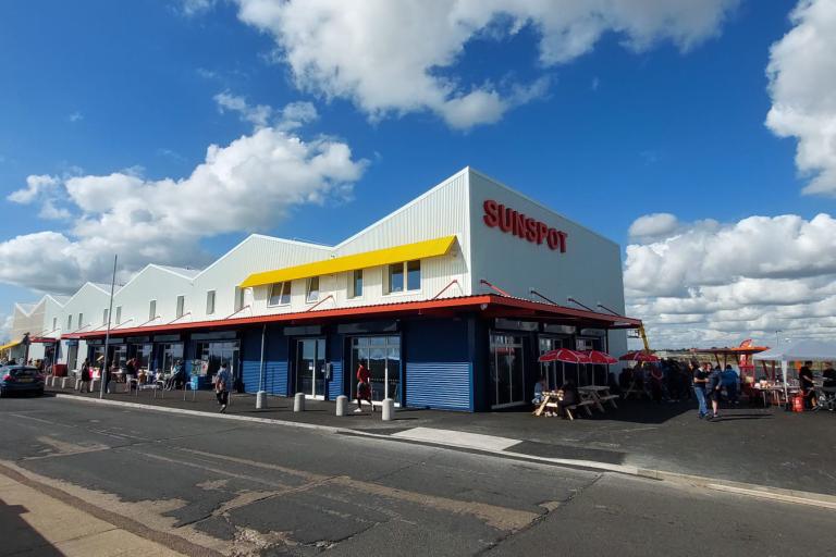 Street view of Sunspot business centre along the Jaywick Sands seafront.